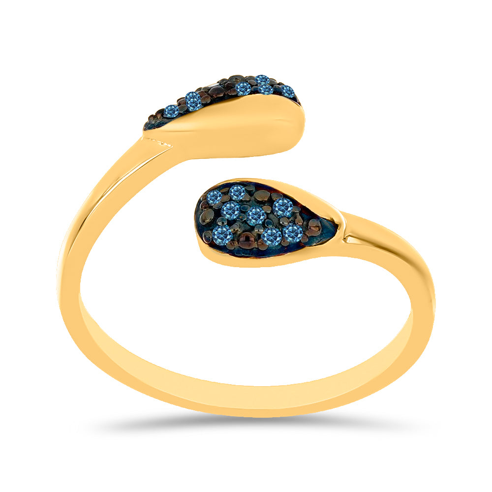 Anillo de Plata Bañada en Oro con Diamante Azul 3 
