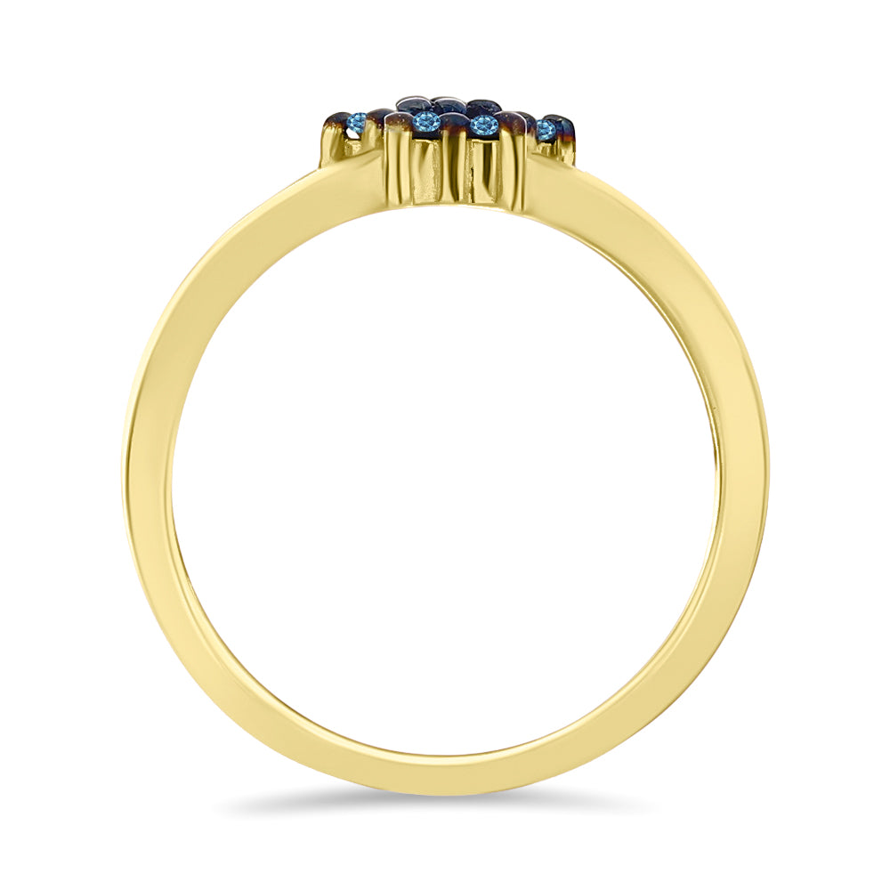 Anillo de Plata Bañada en Oro con Diamante Azul 2 