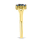 Anillo de Plata Bañada en Oro con Diamante Azul