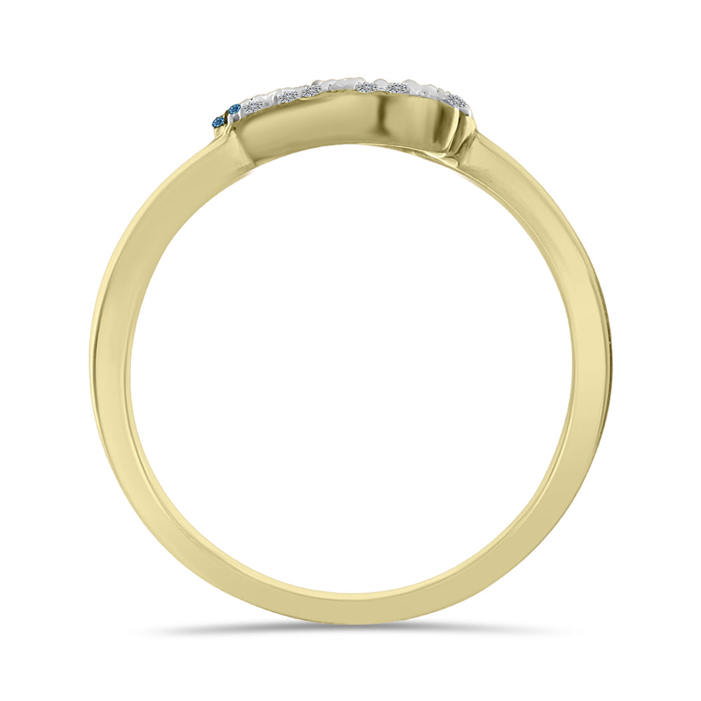 Anillo de Plata Bañada en Oro con Diamante Azul y Diamante blanco 2 