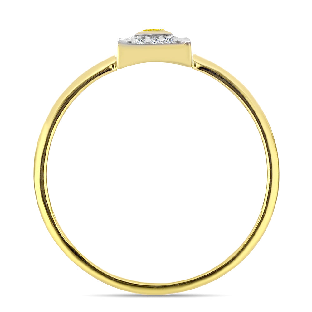 Anillo de Plata Bañada en Oro con Diamante Amarillo y Zircón blanco natural 2 