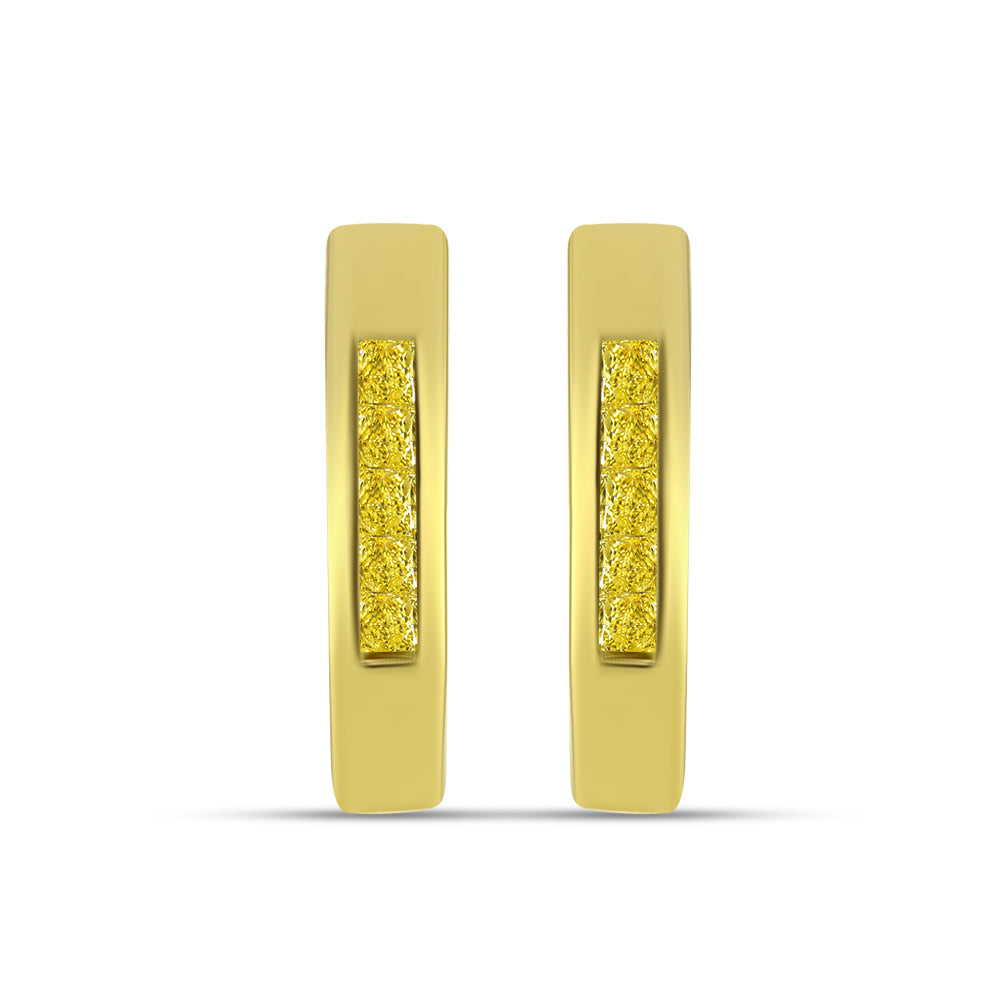 Pendientes de Plata Bañada en Oro con Diamante Amarillo