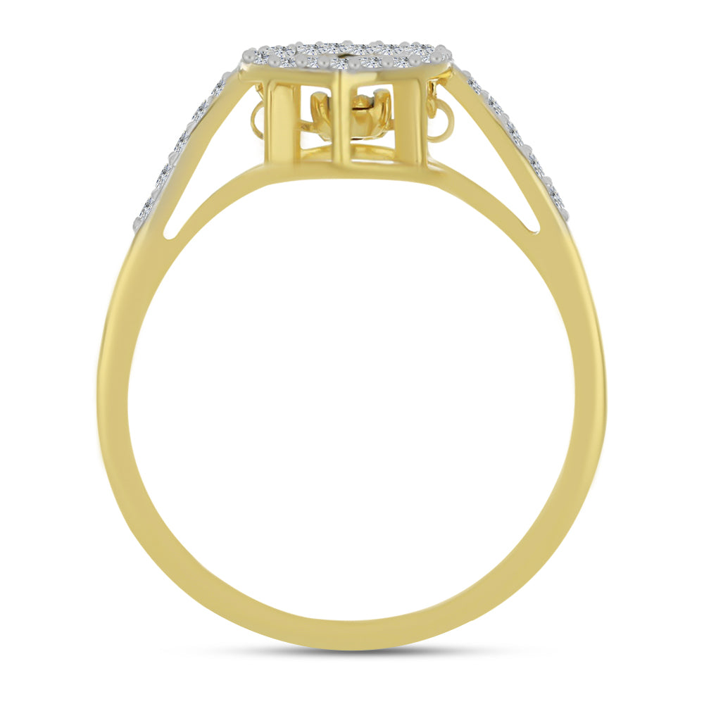 Anillo de Plata Bañada en Oro con Diamante blanco y Zircón Blanco