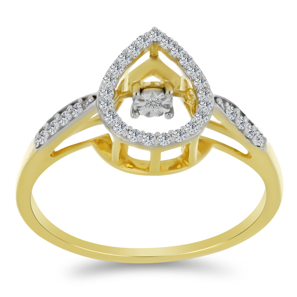 Anillo de Plata Bañada en Oro con Diamante blanco y Zircón Blanco 3 