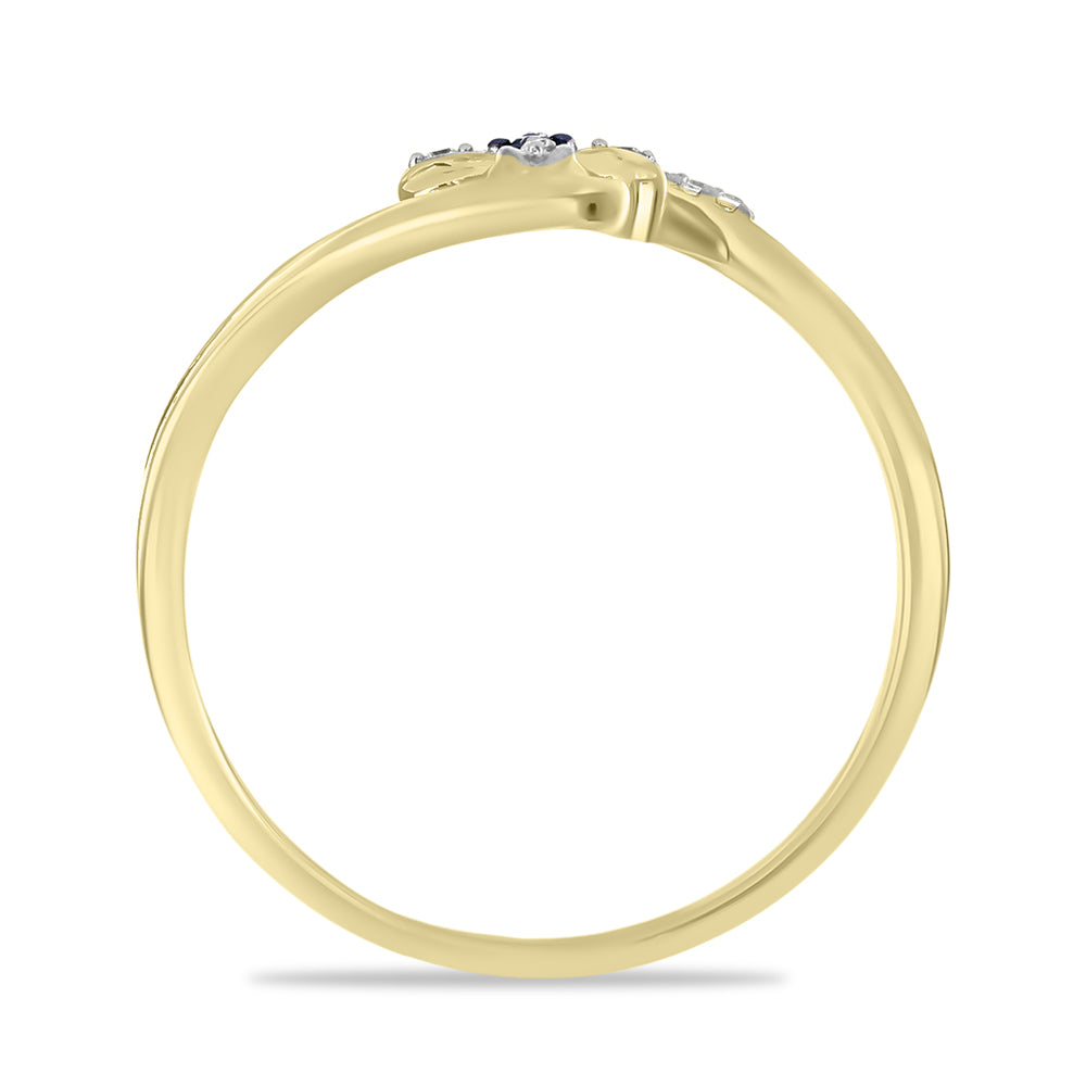 Anillo de Plata Bañada en Oro con Diamante Verde y Zircón Blanco 2 