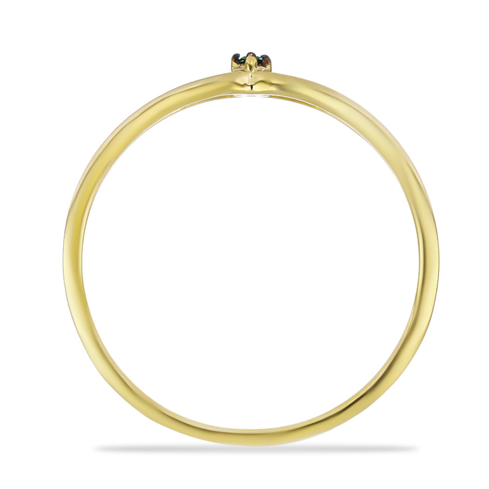 Anillo de Plata Bañada en Oro con Diamante Verde 2 