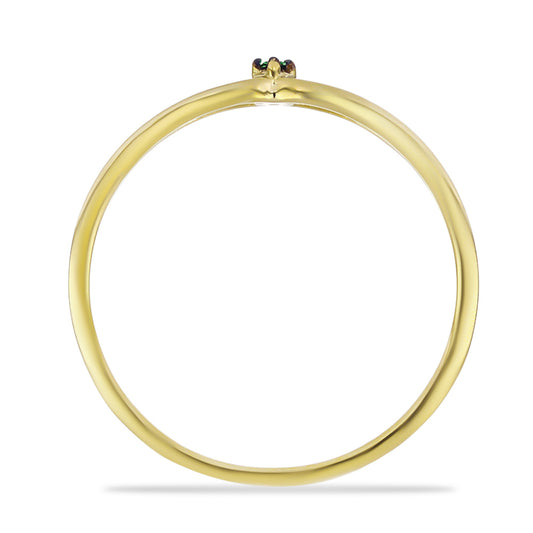 Anillo de Plata Bañada en Oro con Diamante Verde