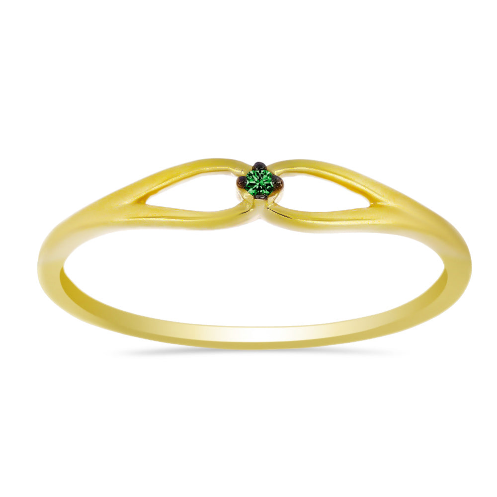 Anillo de Plata Bañada en Oro con Diamante Verde 3 