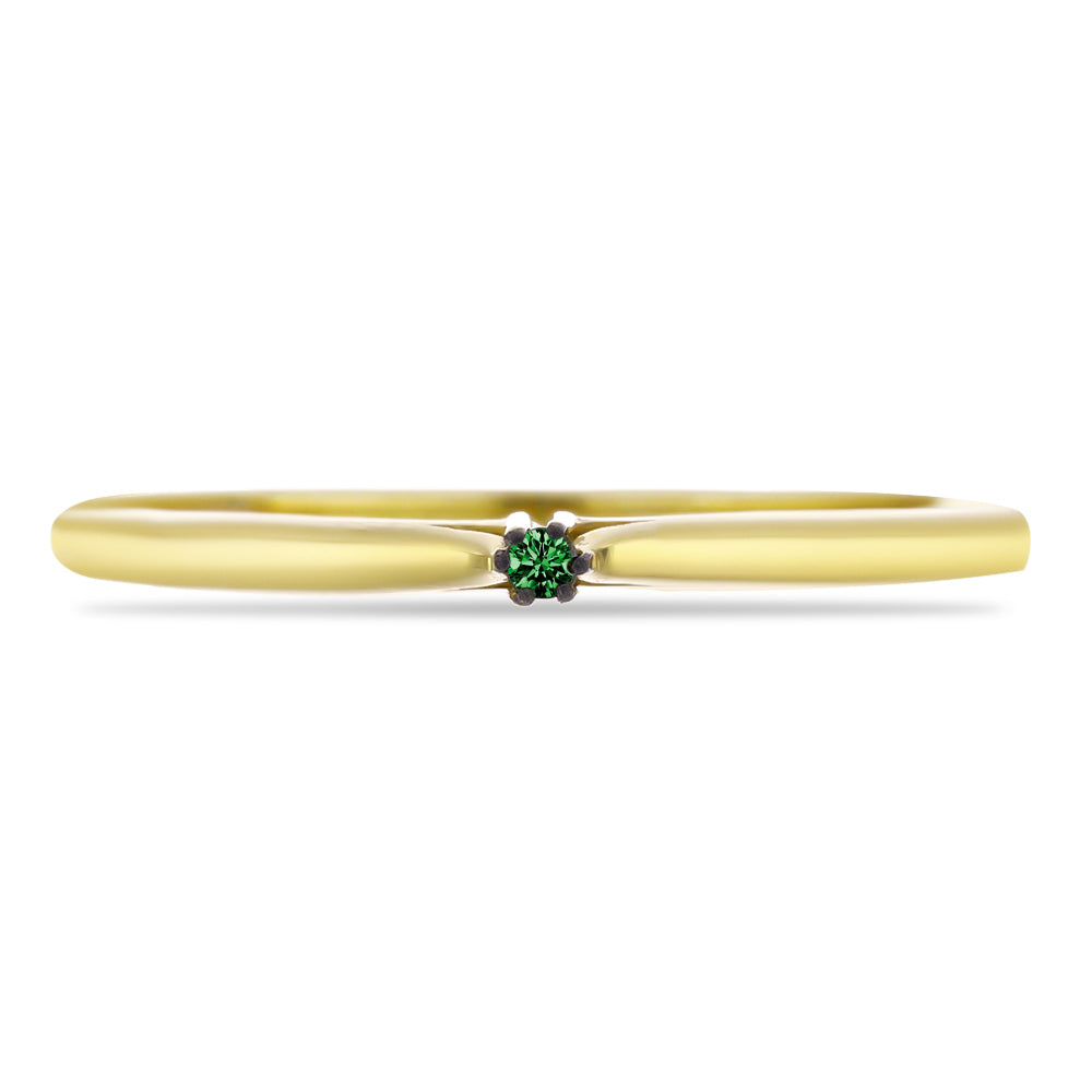 Anillo de Plata Bañada en Oro con Diamante Verde 1 