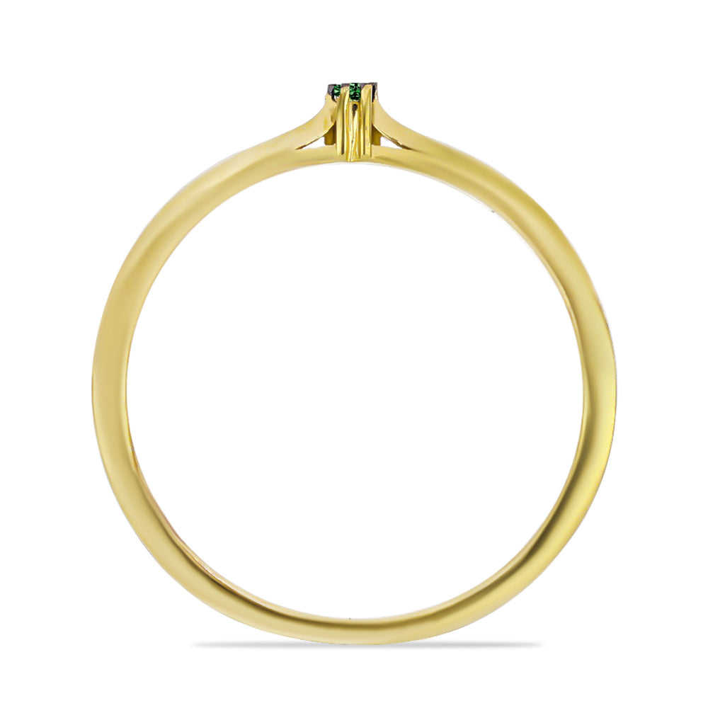 Anillo de Plata Bañada en Oro con Diamante Verde 2 