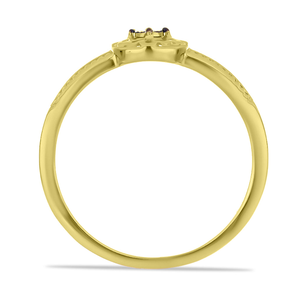 Anillo de Plata Bañada en Oro con Diamante Verde 2 