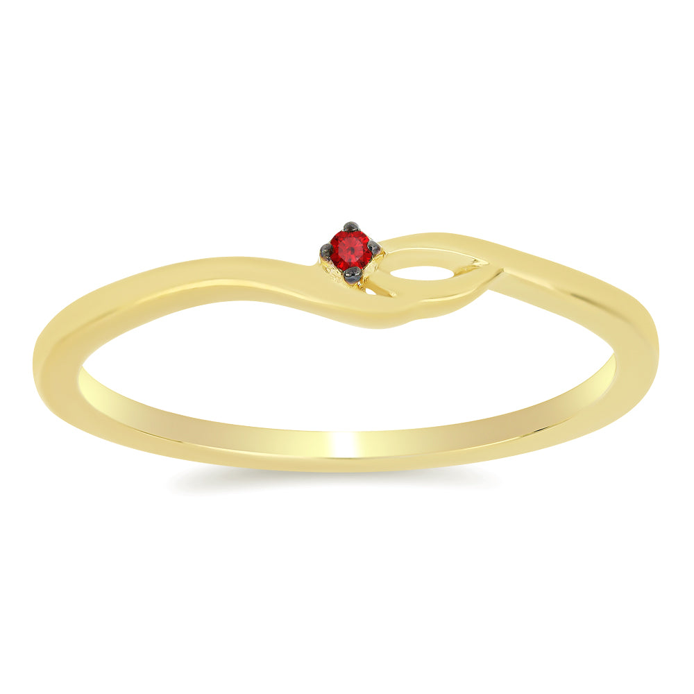 Anillo de Plata Bañada en Oro con Diamante Rojo 3 