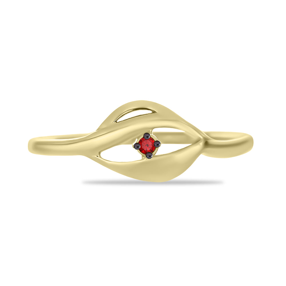 Anillo de Plata Bañada en Oro con Diamante Rojo 1 