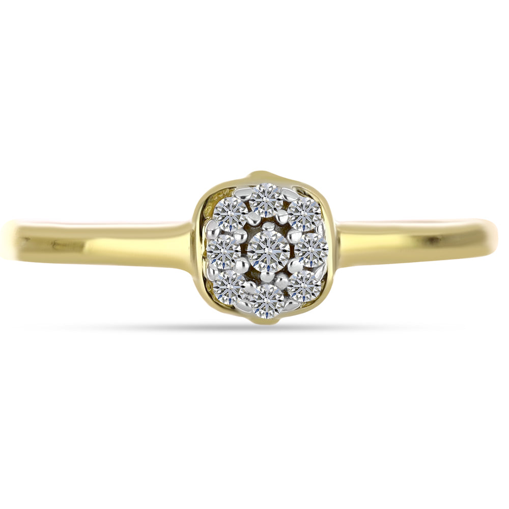 Anillo de Plata Bañada en Oro con Diamante blanco