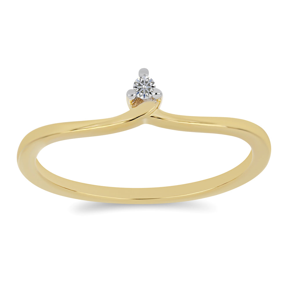 Anillo de Plata Bañada en Oro con Diamante blanco