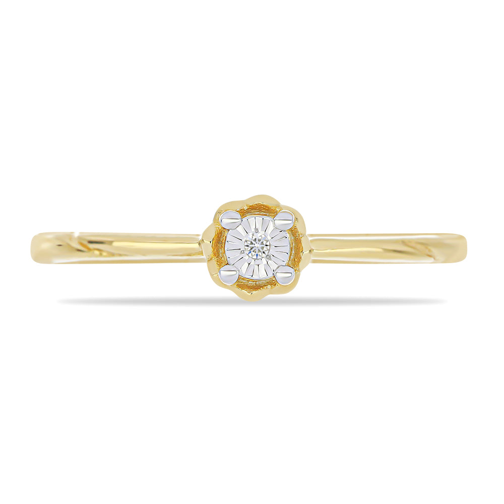 Anillo de Plata Bañada en Oro con Diamante blanco