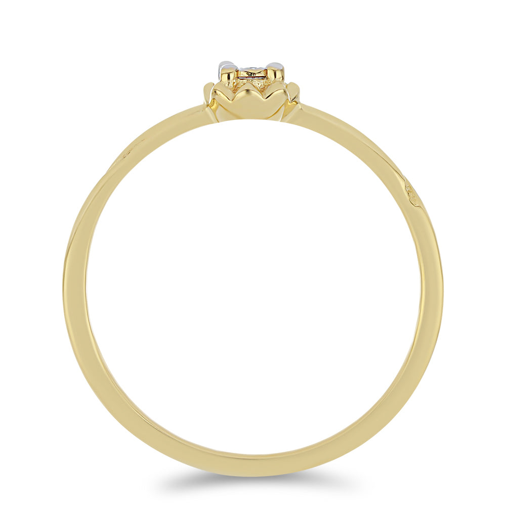 Anillo de Plata Bañada en Oro con Diamante blanco