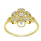 Anillo de Plata Bañada en Oro con Diamante blanco y Zircón Blanco
