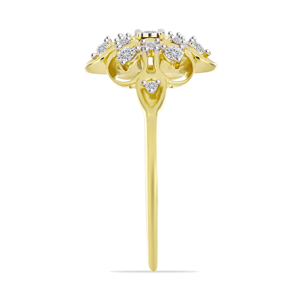 Anillo de Plata Bañada en Oro con Diamante blanco y Zircón Blanco 4 