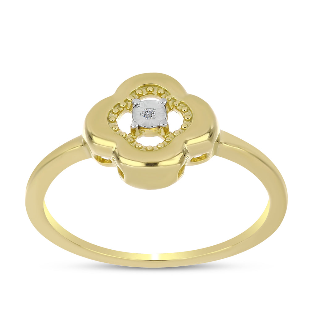 Anillo de Plata Bañada en Oro con Diamante blanco 3 