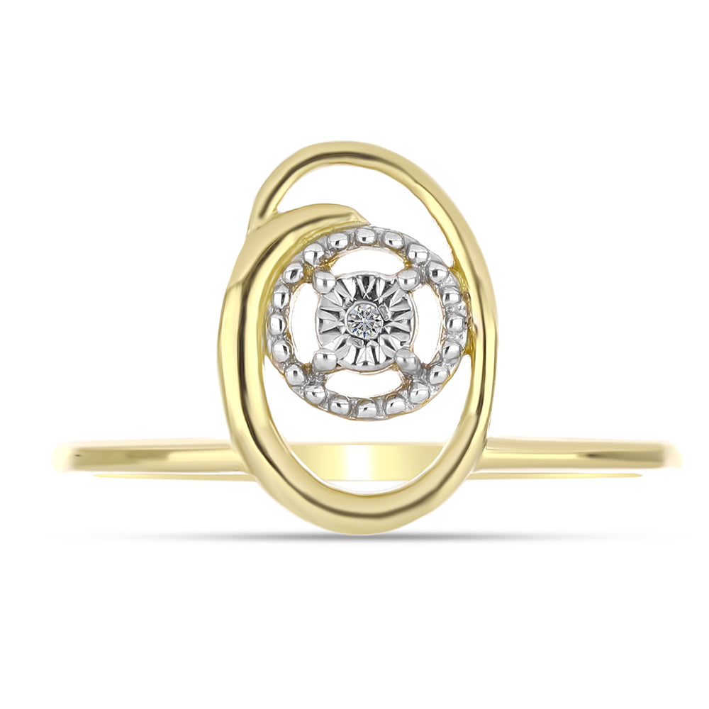 Anillo de Plata Bañada en Oro con Diamante blanco 1 