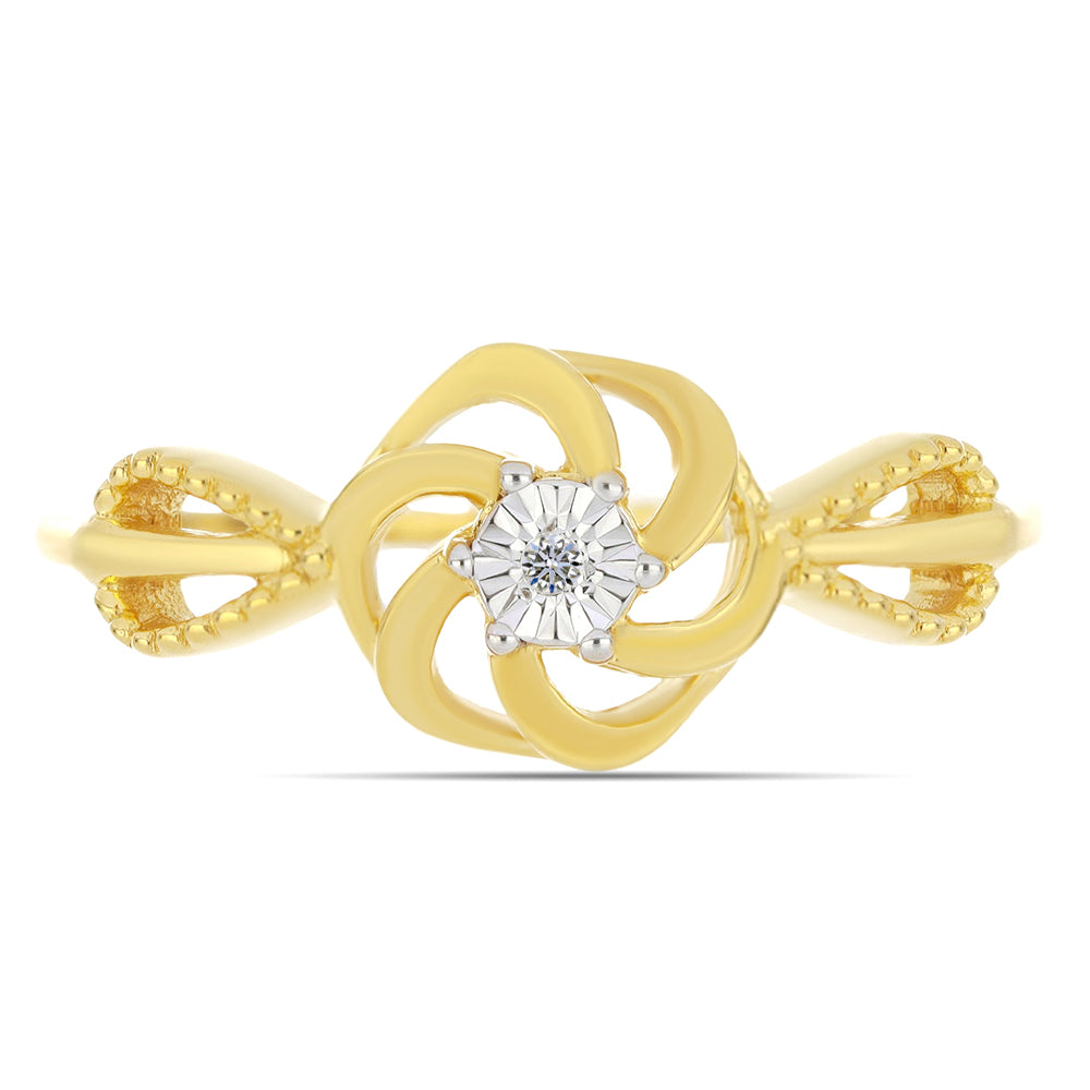 Anillo de Plata Bañada en Oro con Diamante blanco