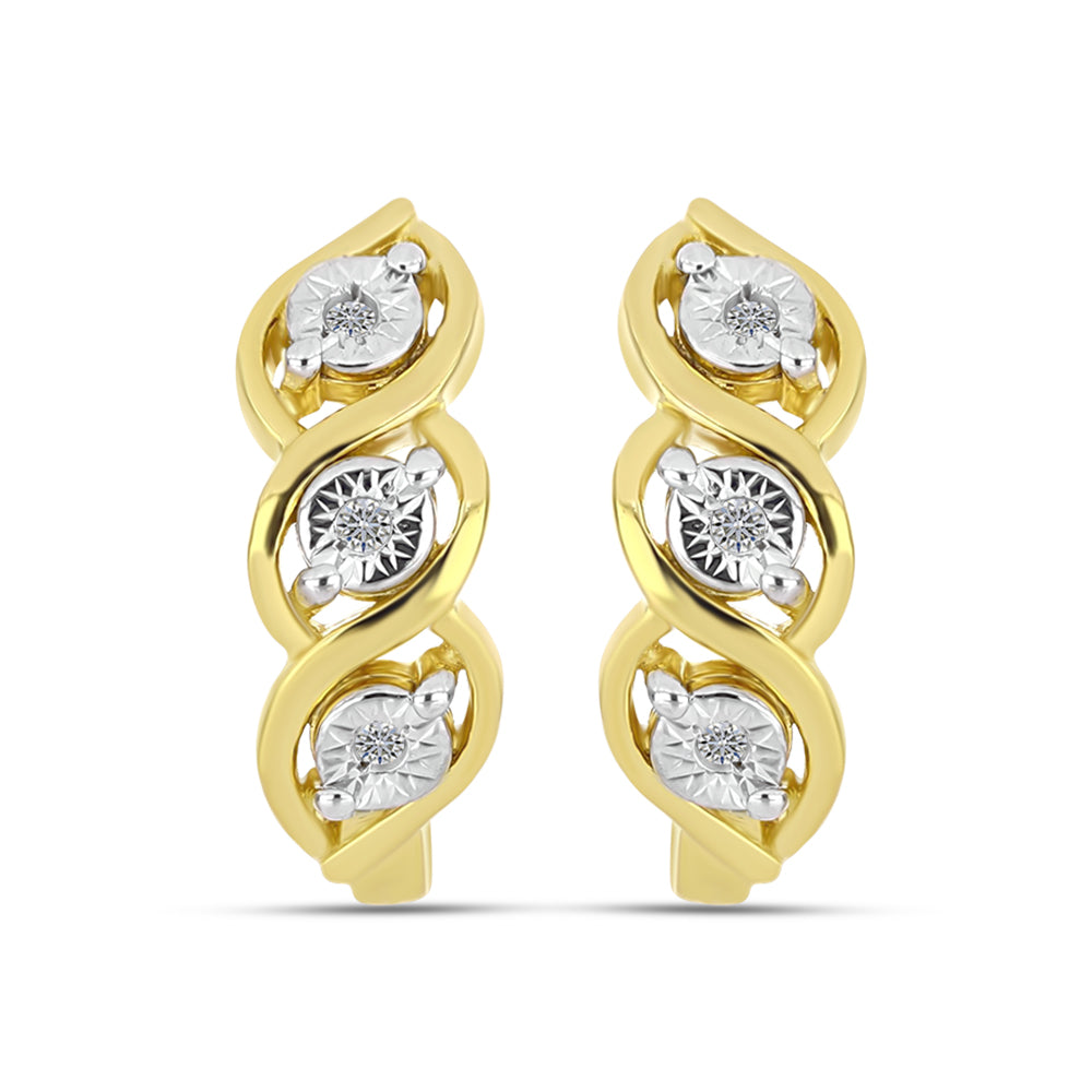 Pendientes de Plata Bañada en Oro con Diamante blanco