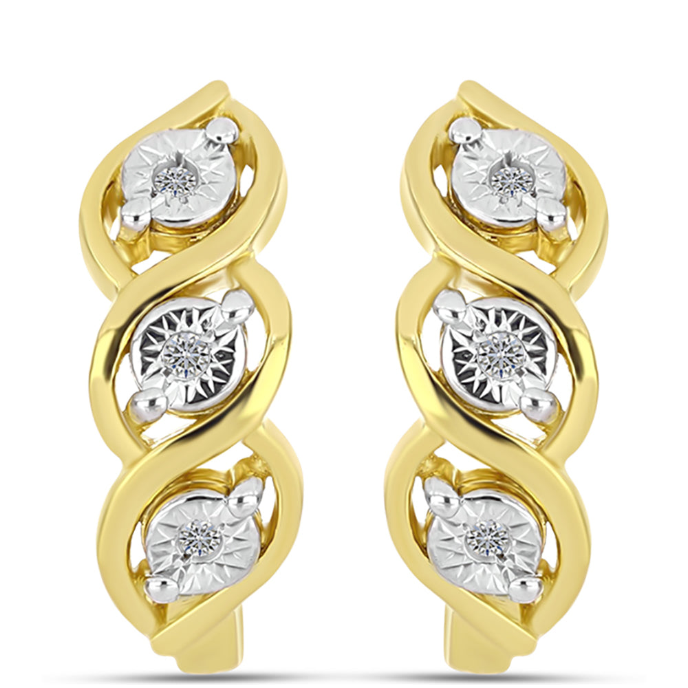 Pendientes de Plata Bañada en Oro con Diamante blanco 3 