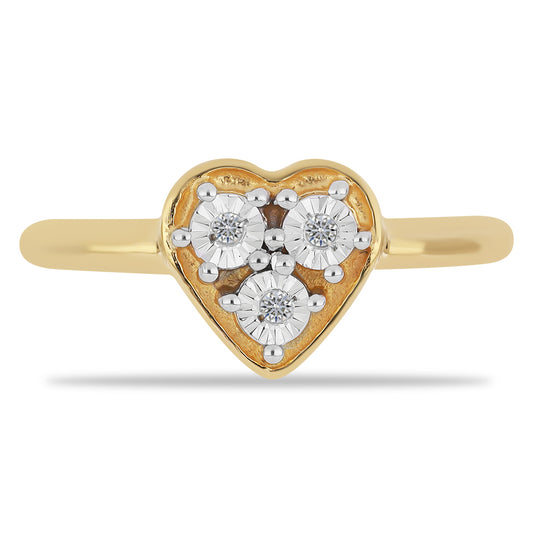 Anillo de Plata Bañada en Oro con Diamante blanco