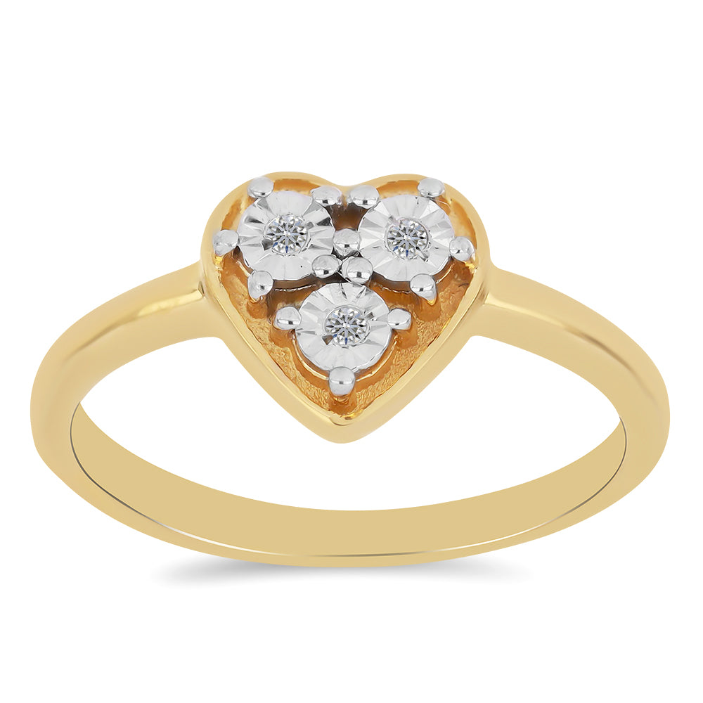 Anillo de Plata Bañada en Oro con Diamante blanco 3 