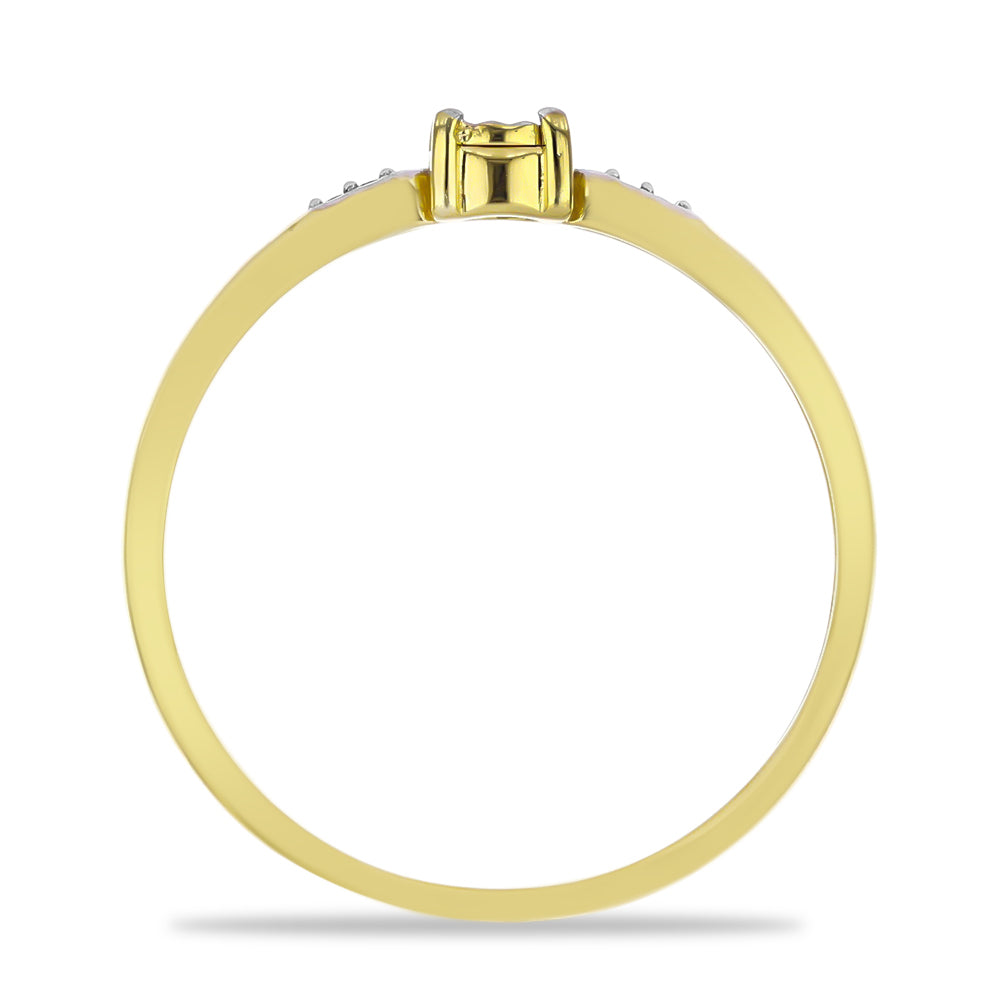 Anillo de Plata Bañada en Oro con Diamante blanco 2 