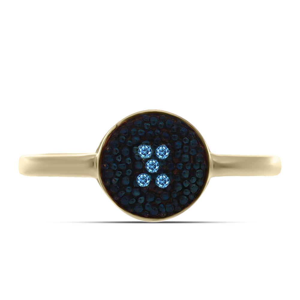 Anillo de Plata Bañada en Oro con Diamante blanco 5 