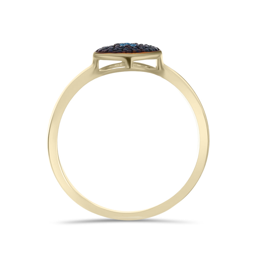 Anillo de Plata Bañada en Oro con Diamante blanco 2 