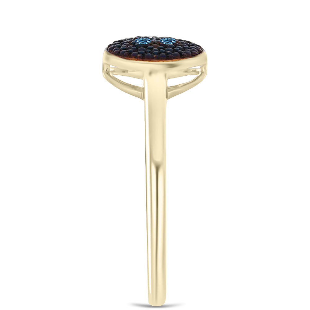 Anillo de Plata Bañada en Oro con Diamante blanco 8 