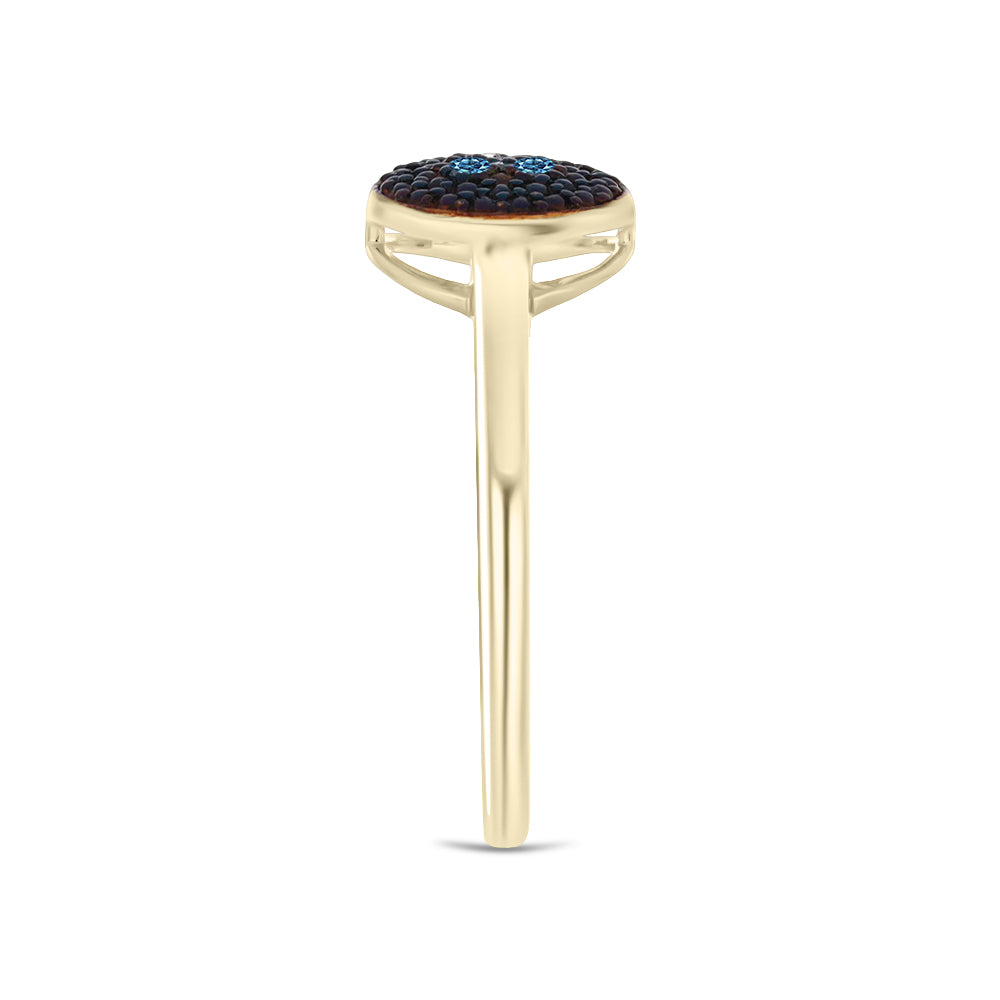 Anillo de Plata Bañada en Oro con Diamante blanco 4 