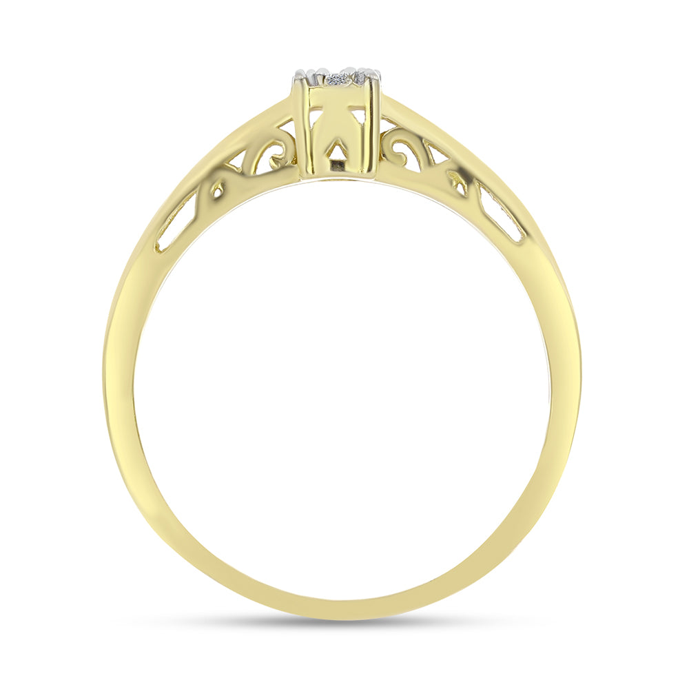 Anillo de Plata Bañada en Oro con Diamante blanco