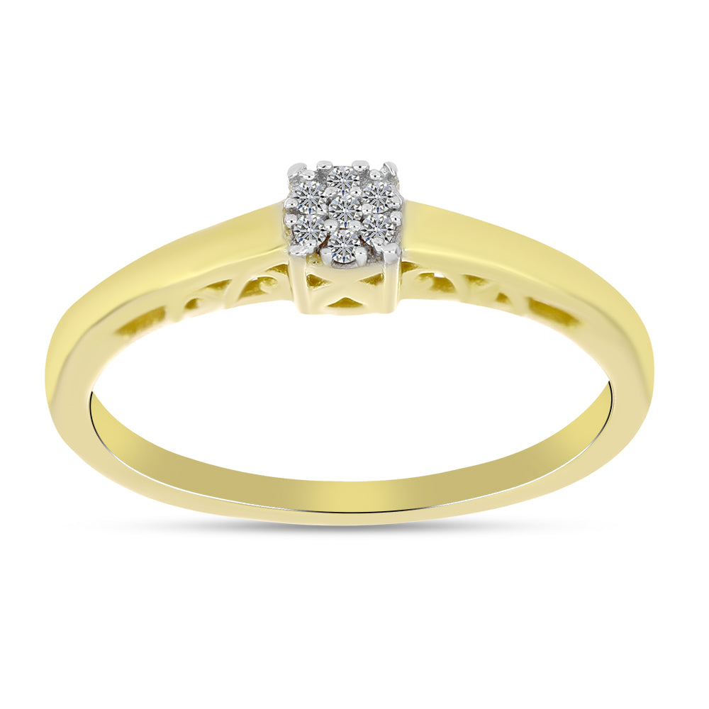 Anillo de Plata Bañada en Oro con Diamante blanco 3 