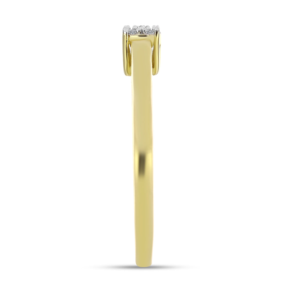 Anillo de Plata Bañada en Oro con Diamante blanco 4 