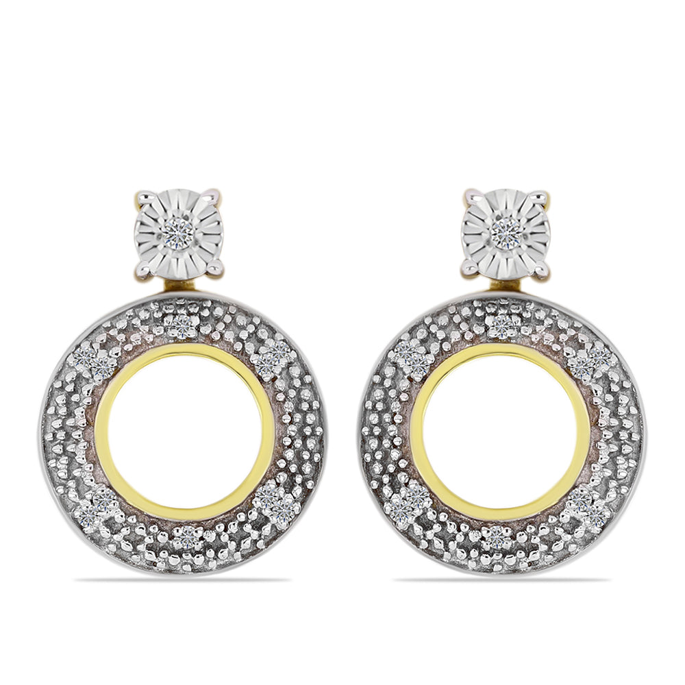 Pendientes de Plata Bañada en Oro con Diamante blanco 3 