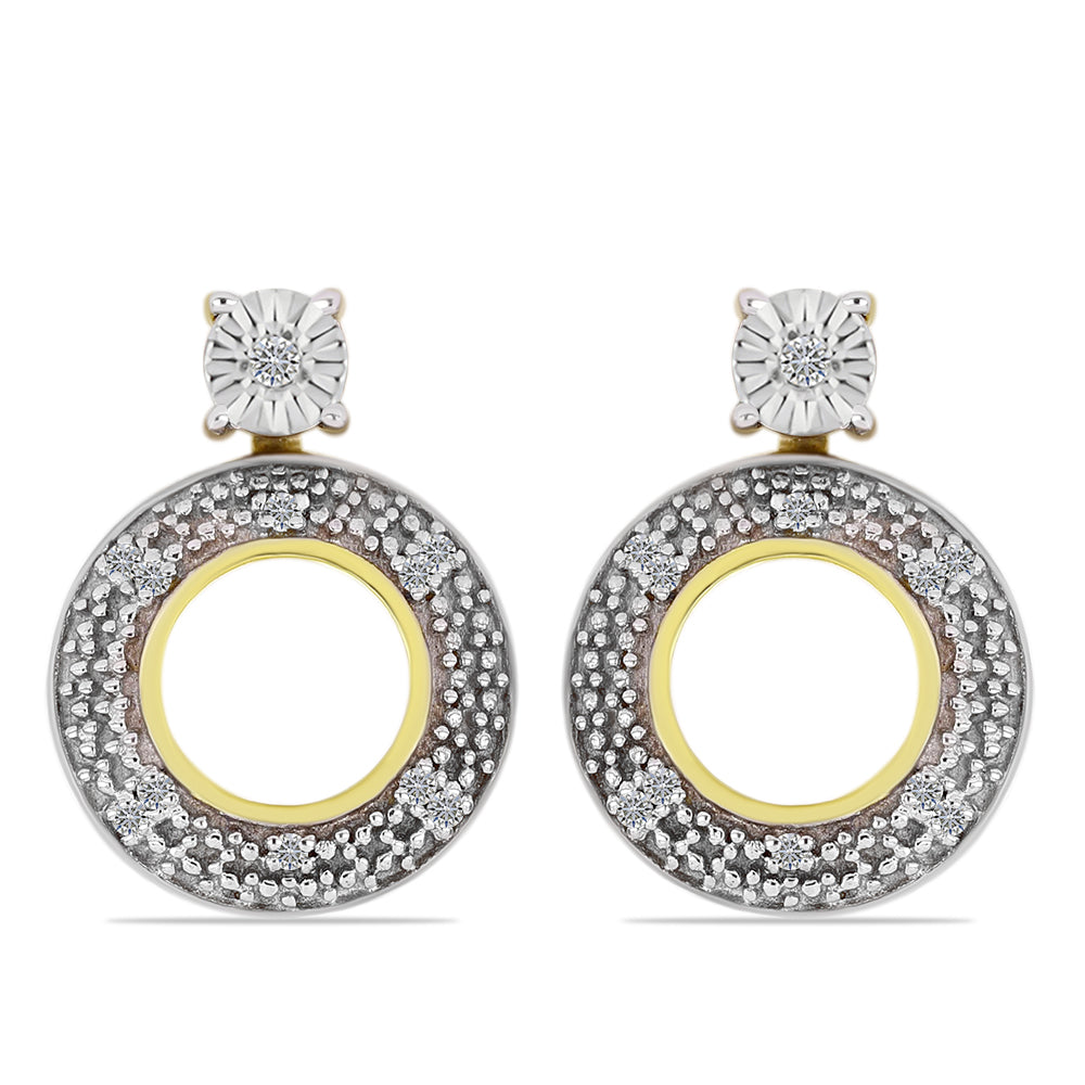 Pendientes de Plata Bañada en Oro con Diamante blanco 1 
