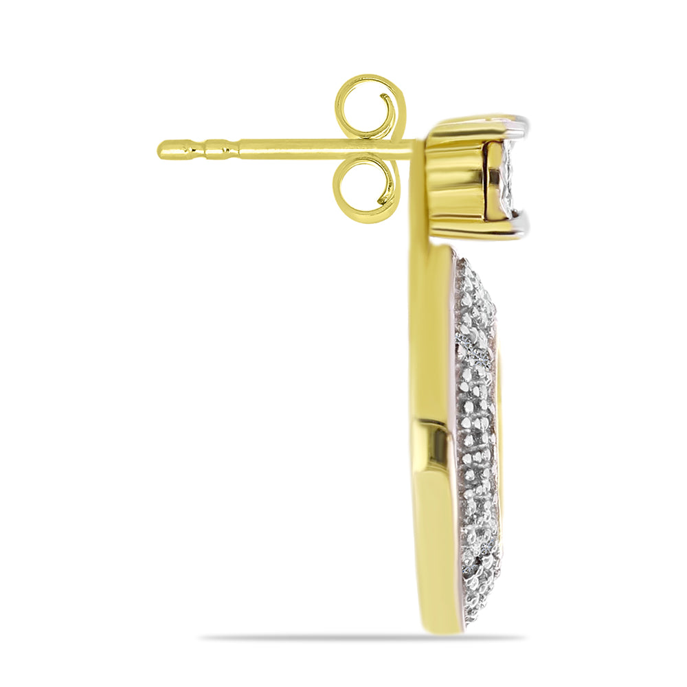 Pendientes de Plata Bañada en Oro con Diamante blanco 2 