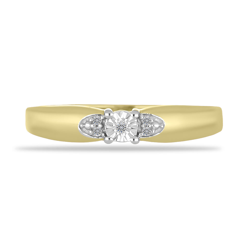 Anillo de Plata Bañada en Oro con Diamante blanco 1 
