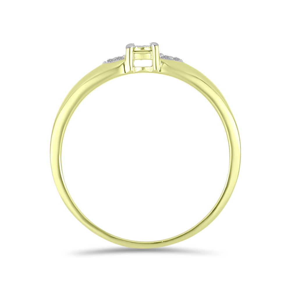 Anillo de Plata Bañada en Oro con Diamante blanco