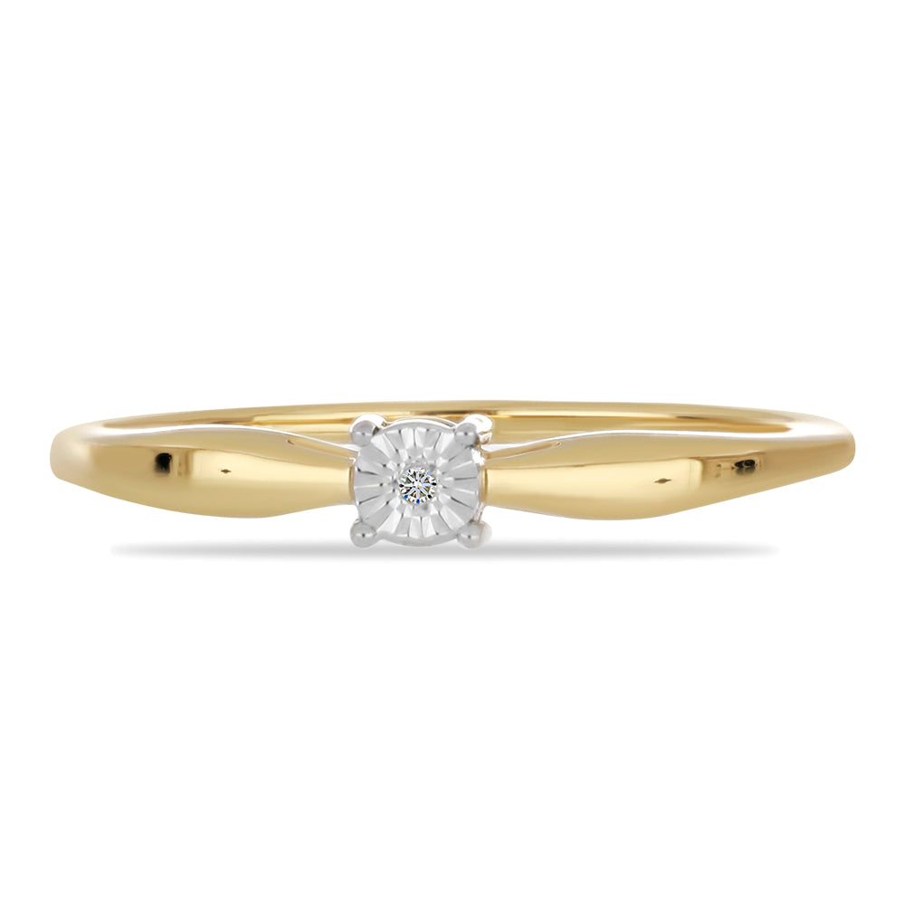 Anillo de Plata Bañada en Oro con Diamante blanco 1 