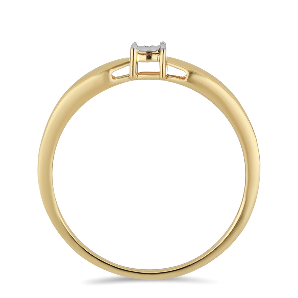 Anillo de Plata Bañada en Oro con Diamante blanco