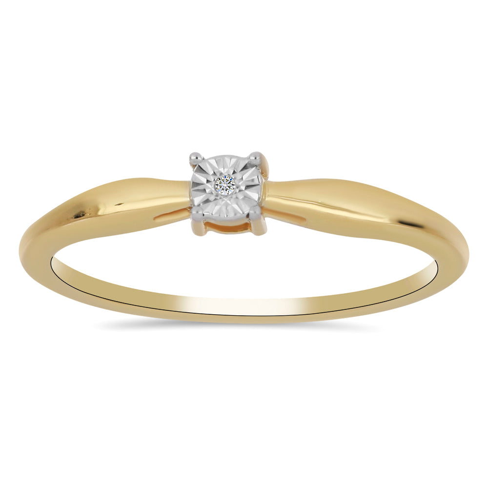 Anillo de Plata Bañada en Oro con Diamante blanco 3 