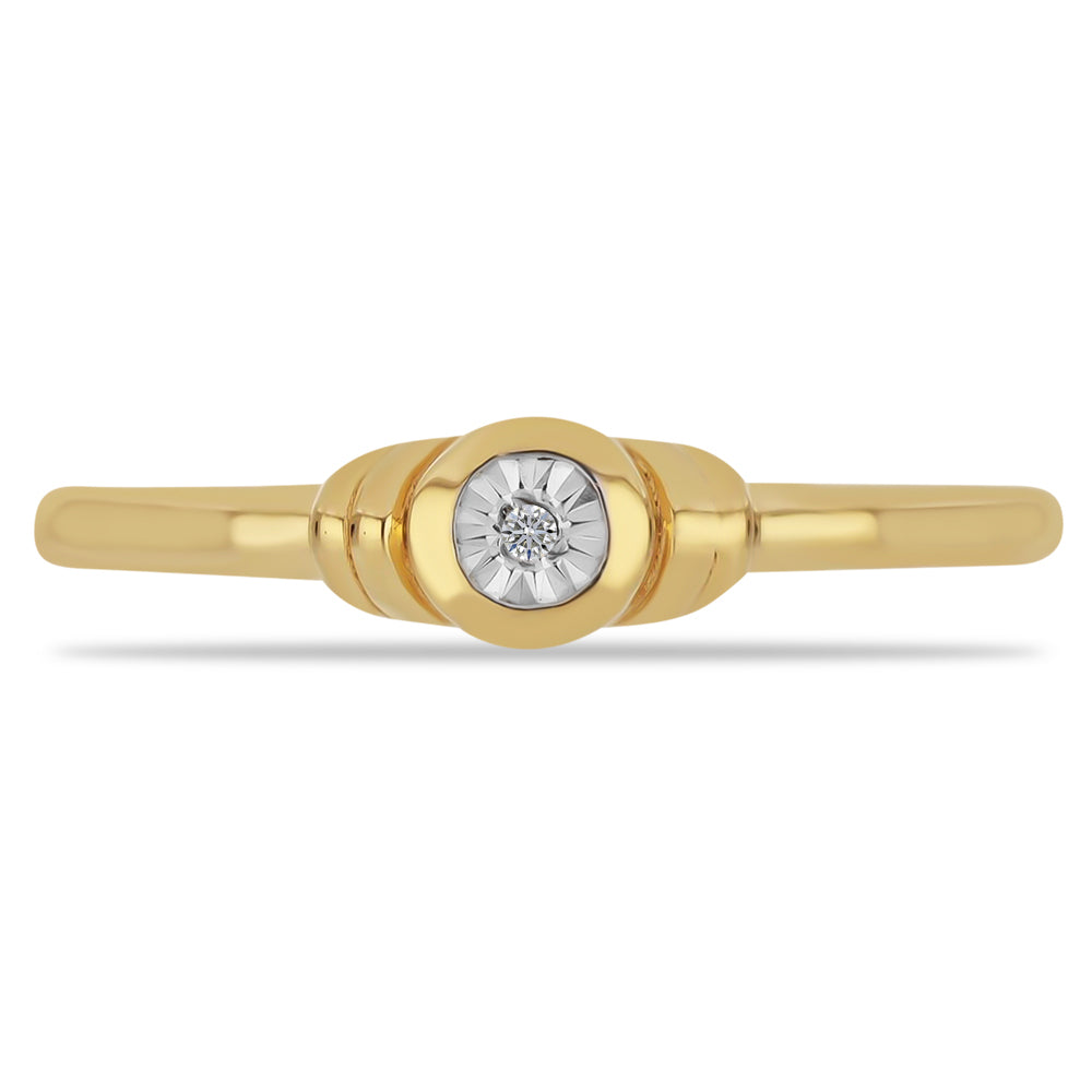 Anillo de Plata Bañada en Oro con Diamante blanco 1 