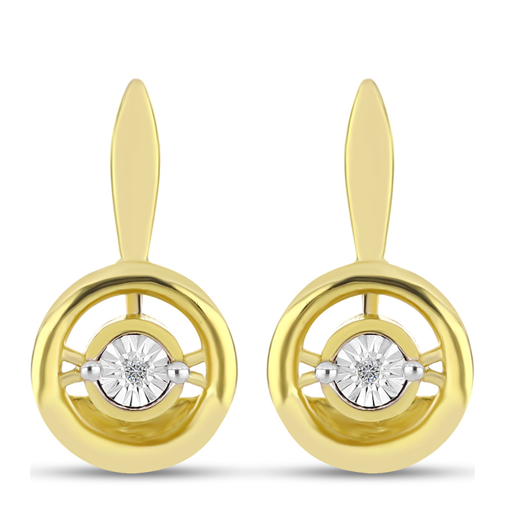 Pendientes de Plata Bañada en Oro con Diamante blanco 3 