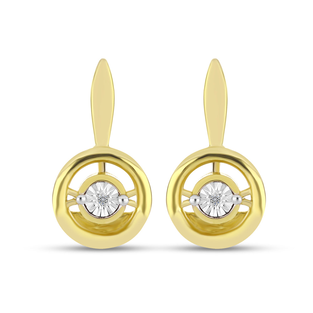 Pendientes de Plata Bañada en Oro con Diamante blanco 1 