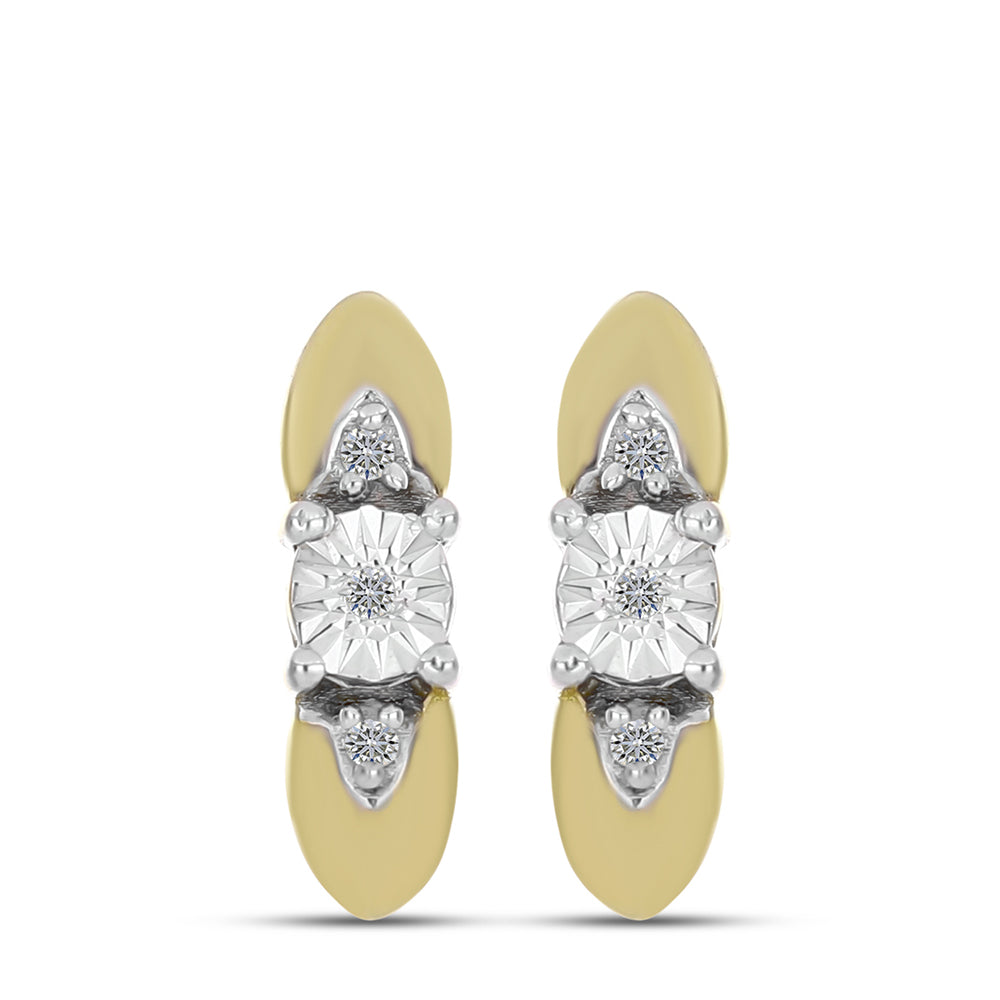 Pendientes de Plata Bañada en Oro con Diamante blanco 3 